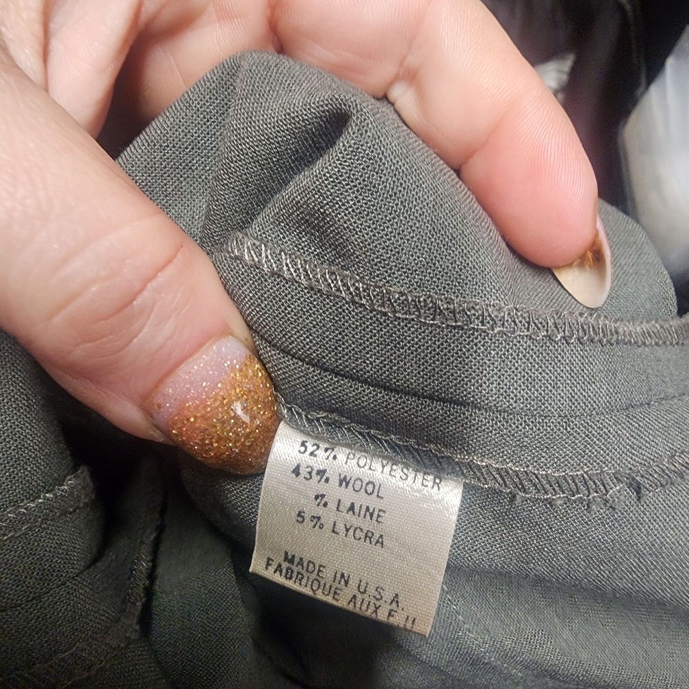 THEORY Olive Green Stretch Wool Sleevless High Neck Dress, Size 4 - Picture 5 of 7